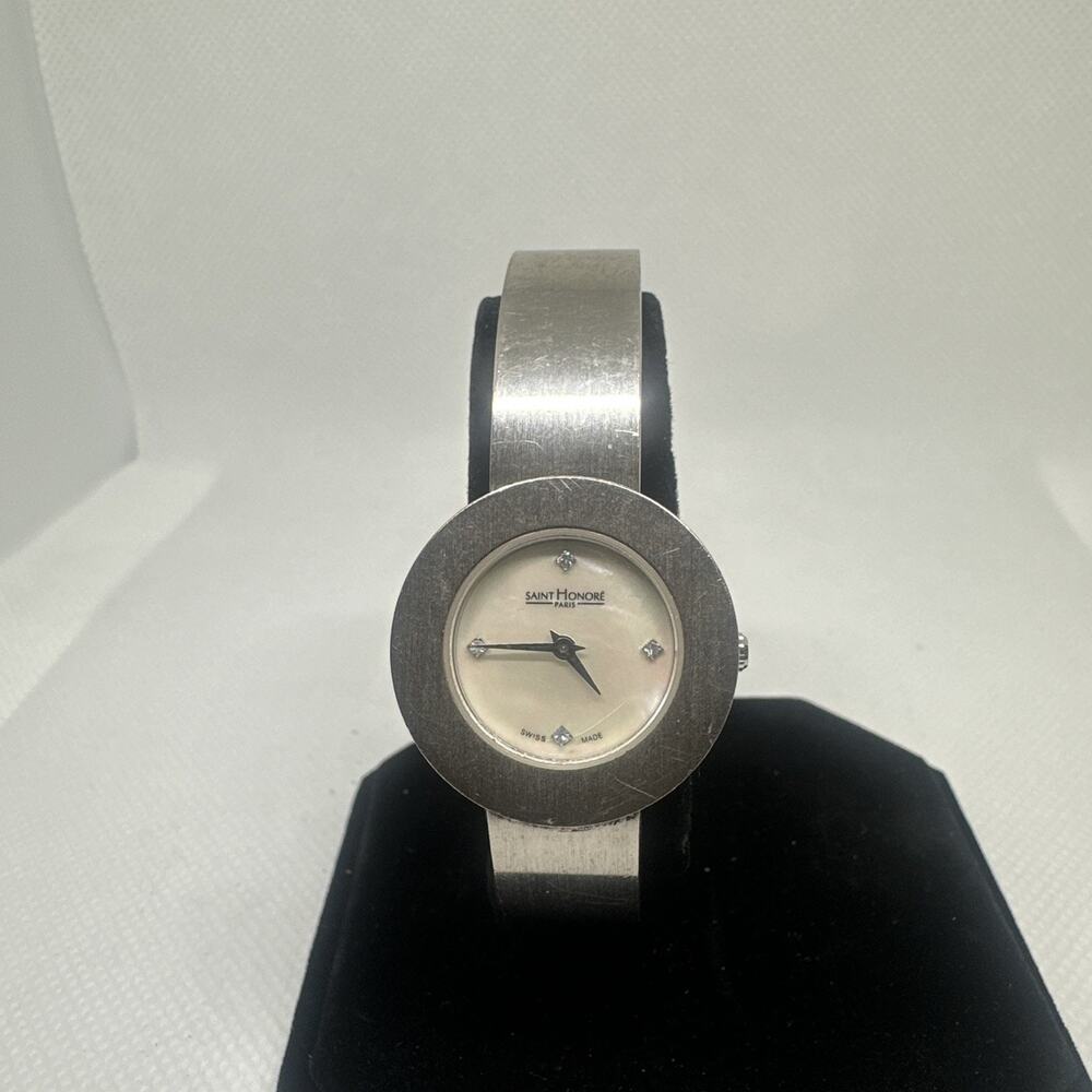 Saint Honore Swiss Made Watch White Dial Date Stainless Steel Quartz Mens